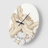Driftwood & Pebbles in Coloured Pencil Wall Clock Grote Klok (Hoek)