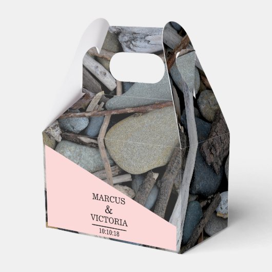 Driftwood strand bruiloft bedankdoosjes (Voorkant Zijde)