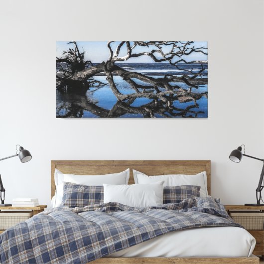 Driftwood Tree Beach in Beaufort SC Canvas Afdruk (Insitu (Slaapkamer))