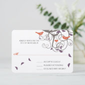 Driftwood Tree Swirl Tortelduifjes Weddenschap RSV RSVP Kaartje (Staand voorkant)