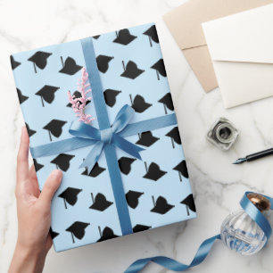 Drijfdop bovenaan patroon lichtblauw modern cadeaupapier