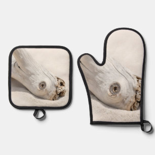 Drijfhout Strand Hout Organisch Kust Minimalistisc Ovenwant & Pannenlap Set