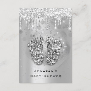 Drijft Glitter Baby shower Feet SilverGrey Girl Bo Kaart