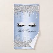 Drijft Glitter Effect Blue Lashes Hallo Handhanddo Handdoek (Handdoek)