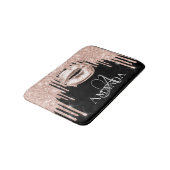 Drijft Roos Gold Blush Glitter Name Monogram Black Badmat (Gekanteld)
