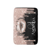 Drijft Roos Gold Blush Glitter Name Monogram Black Badmat (Voorkant Verticaal)