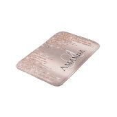 Drijft Roos Gold Blush Glitter Name Monogram Pink Badmat (Gekanteld)