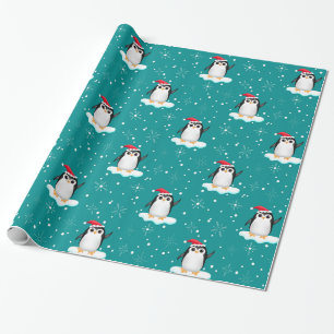 Drijfwerkpapier voor kerstpinguïns cadeaupapier