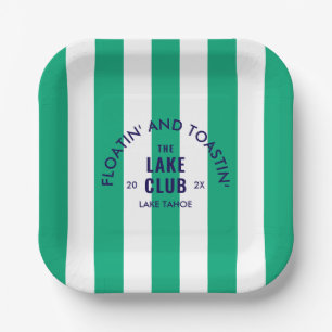 Drijven En Rosten De Lake Club Green Stripe Papieren Bordje