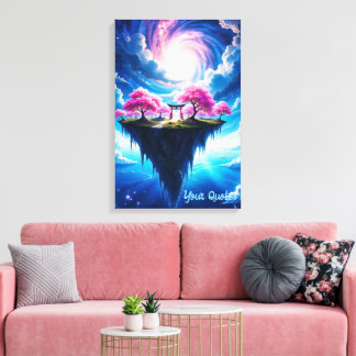 Drijvend Eiland Sakura Kunst Canvas Afdruk