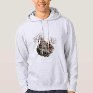 Drijvend Eiland Waterval Fantasie Natuur Hoodie
