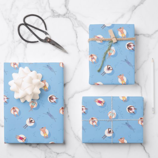Drijvend in het Lazy River Pattern Inpakpapier Vel (Voorkant)