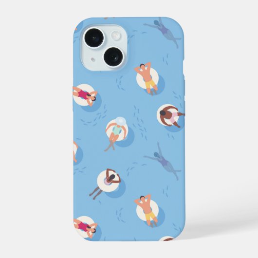 Drijvend in het Lazy River Pattern iPhone 15 Hoesje (Achterkant)
