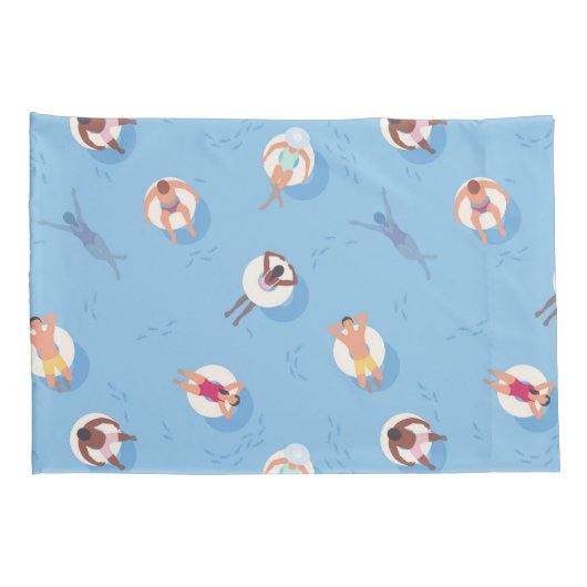 Drijvend in het Lazy River Pattern Kussensloop (Achterkant-Rechts)