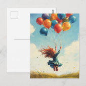 Drijvend meisje met ballonnen briefkaart (Voorkant / Achterkant)