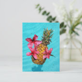 Drijvende ananas en Hibiscus Briefkaart (Staand voorkant)