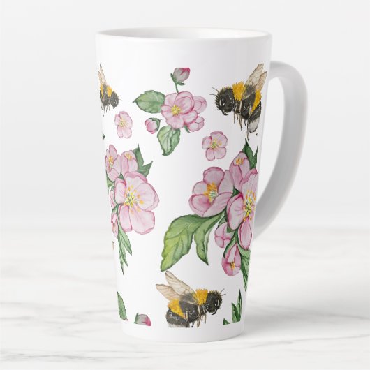 Drijvende appelboomgaard met bijen waterverf trekh latte mok (Rechterhoek)