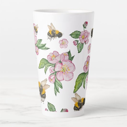 Drijvende appelboomgaard met bijen waterverf trekh latte mok (Voorkant)