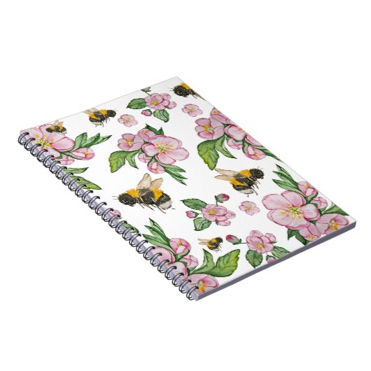 Drijvende appelboomgaard met bijen waterverf trekh notitieboek (Rechterzijde)