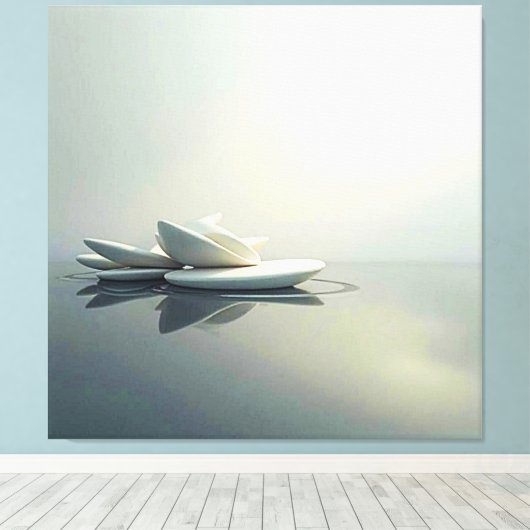 Drijvende bloemblaadjes van Stone Design Canvas Afdruk (Insitu (Houten vloer))