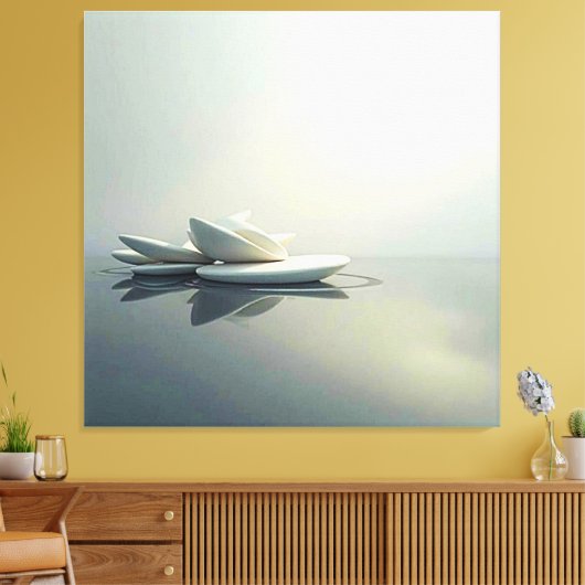 Drijvende bloemblaadjes van Stone Design Canvas Afdruk (Insitu (Woonkamer))