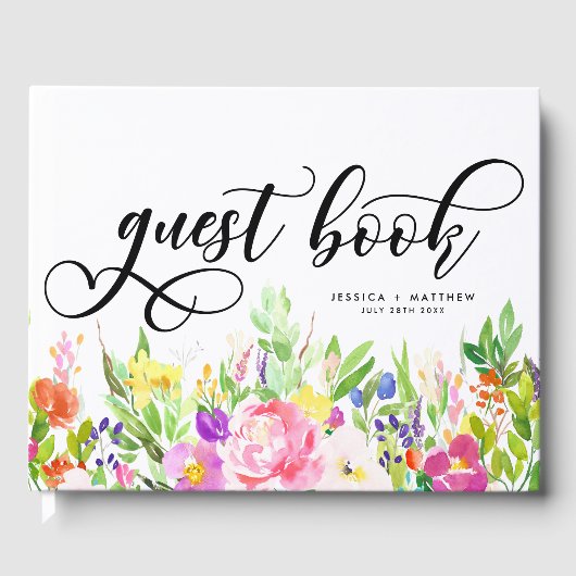 Drijvende bloemen Waterverf Gastenboek (Voorkant)