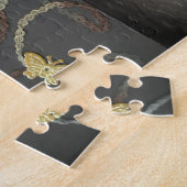 Drijvende bloesem, hart en vlinder legpuzzel (Zijkant)