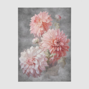 Drijvende Blush Roze Bloemen Zwartgrijze Achtergro Tissuepapier