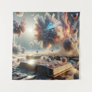 Drijvende boeken en fractale wolkenkrabbers in Sur Wandkleed