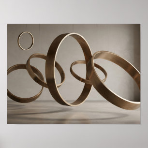 Drijvende Bronzen Ringen Modern Sculpturaal Canvas Poster