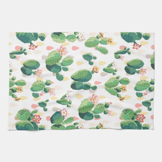 Drijvende cactus op witte achtergrond theedoek (Horizontaal)