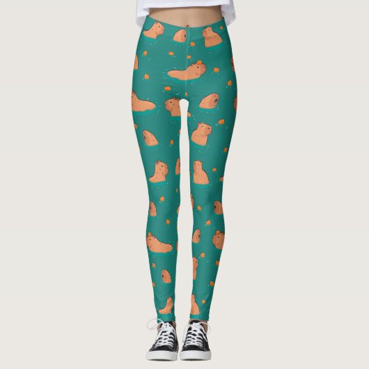 drijvende capibara's met sinaasappel leggings (Voorkant)