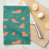 drijvende capibara's met sinaasappel theedoek (Quarter Fold)