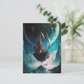 Drijvende Castle Ship Fantasy Art Briefkaart (Staand voorkant)