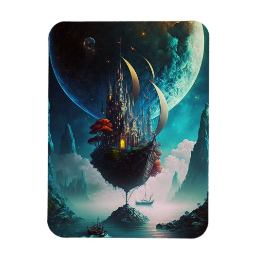 Drijvende Castle Ship Fantasy Art Magnet Magneet (Verticaal)