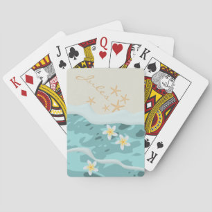 Drijvende Frangipanis op het strand Wave Starfishe Pokerkaarten