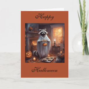 Drijvende Geest Wasbeer Halloween wenskaart Kaart