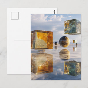 Drijvende geometrische wonderen boven water briefkaart