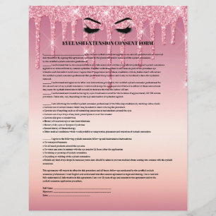 Drijvende Glitter EYELASH EXTENSION CONSENT FORM Flyer