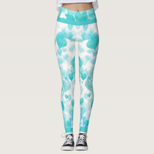 Drijvende harten in blauwgroen leggings