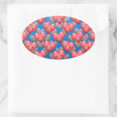 Drijvende harten op blauw ovale sticker (Tas)