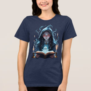 Drijvende Kaarsen, Geesten En Jonge Heks Uitknippe Tri-Blend Shirt