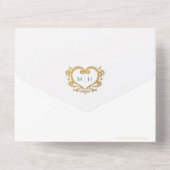 Drijvende maragdgroen witte gouden monogram QR All In One Uitnodiging (Achterkant)