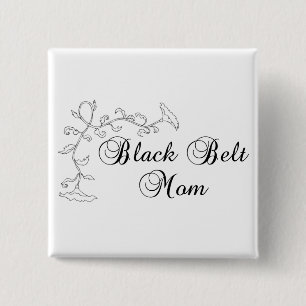 Drijvende martial Arts Black Belt mam Vierkante Button 5,1 Cm