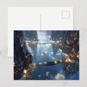 Drijvende metropolis in de lucht briefkaart