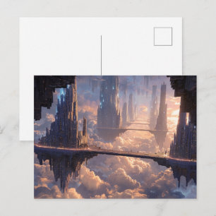 Drijvende metropolis in de wolken briefkaart