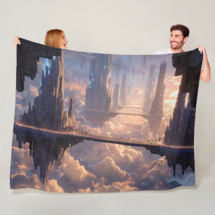 Drijvende metropolis in de wolken fleece deken