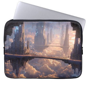 Drijvende metropolis in de wolken laptop sleeve