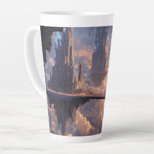 Drijvende metropolis in de wolken latte mok