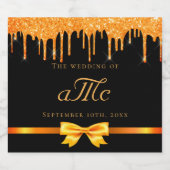 Drijvende monogram zwart goudbruin sparkling wijnetiket (Enkel label)